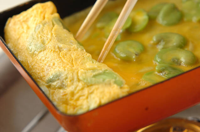 ソラ豆入り卵焼きの作り方の手順5