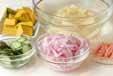 2色のポテトサラダの下準備1