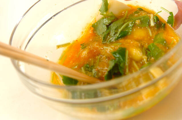 ユリネとカニのオムレツの作り方の手順3