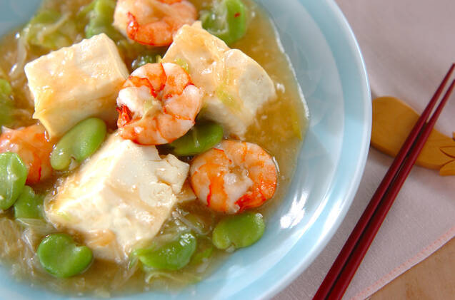 豆腐とエビの塩炒め