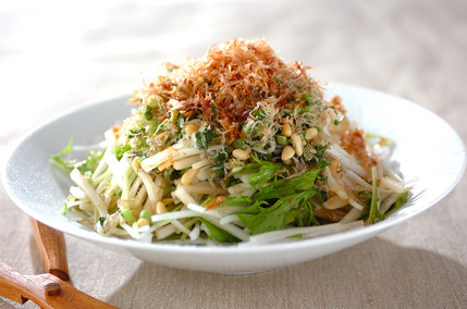 大根と水菜のパリパリジャコサラダ　【大根上部+大根葉】