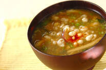 サツマイモの麦みそ汁