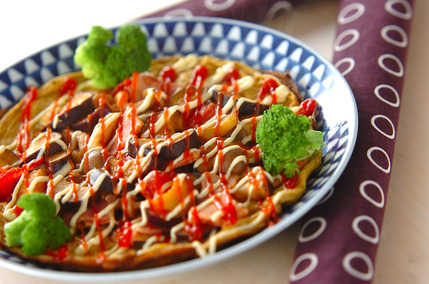 ナスとシメジのオープンオムレツ