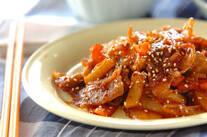 豚バラ肉とキムチの甘辛炒め