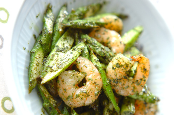 アスパラ青のり炒め