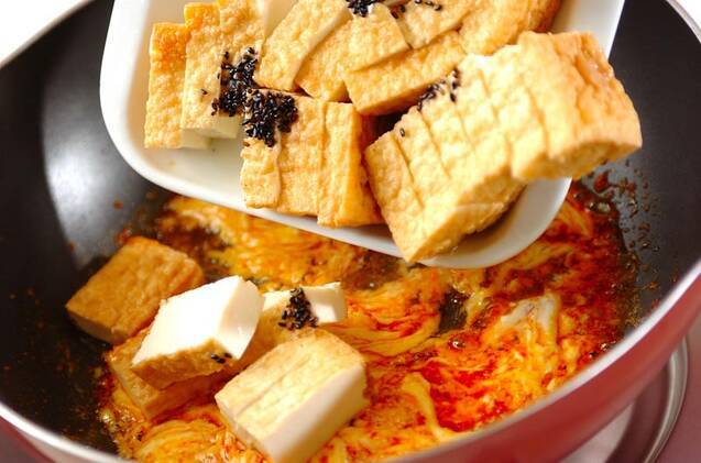 厚揚げの豆板醤炒めの作り方の手順4