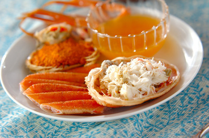 ゆでカニのオレンジソース添え