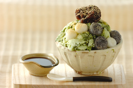 抹茶白玉味の台湾風かき氷
