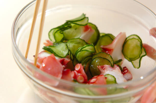 タコとキュウリの酢の物の作り方の手順4