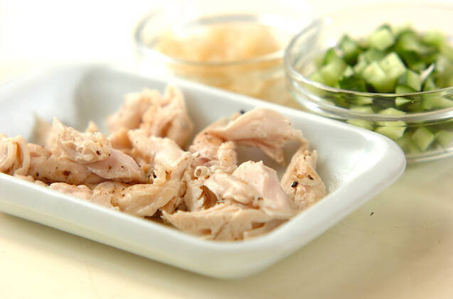 ささ身とらっきょうのマヨ和えの作り方の手順1