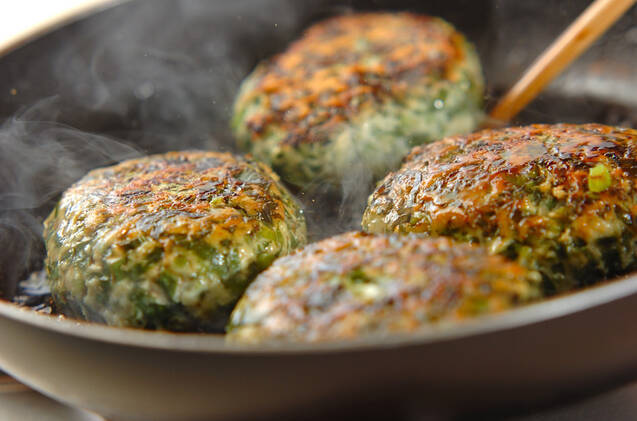 照り焼き春菊鶏つくねの作り方の手順4