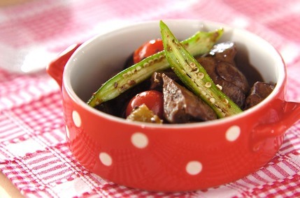 レバーと夏野菜のオイル煮