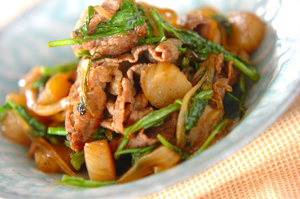 牛肉と板コンの炒め煮