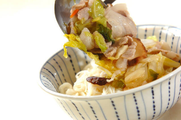 白菜漬けのあんかけにゅうめんの作り方の手順3