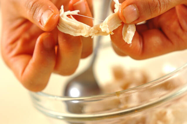 ささ身海苔シソ和えの作り方の手順1