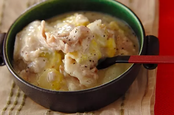 餅の豚肉白菜クリーミー煮