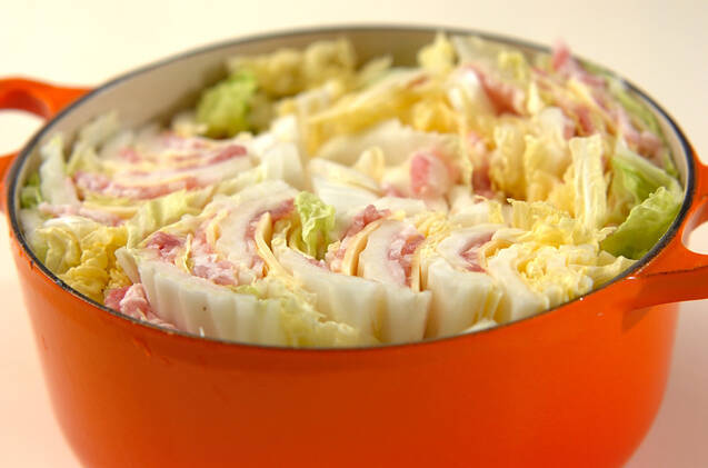 餅の豚肉白菜クリーミー煮の作り方の手順2