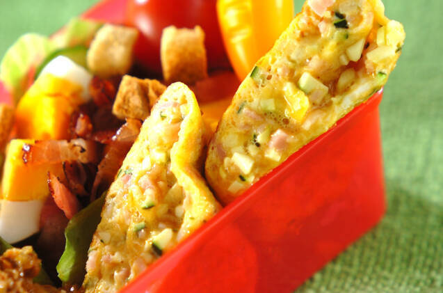 ズッキーニとベーコンのオムレツ