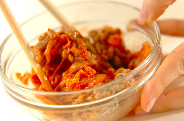 厚揚げのキムチーズ焼きの作り方の手順2