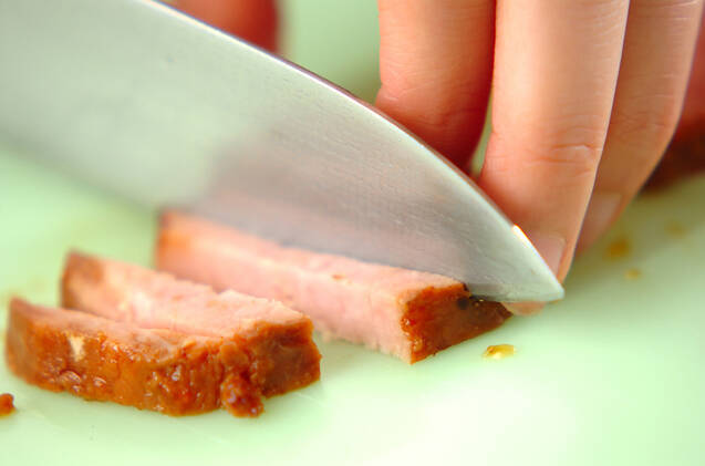 焼豚と水菜のサラダの作り方の手順1