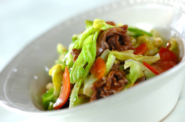 春キャベツと牛肉のシャッキリ炒め