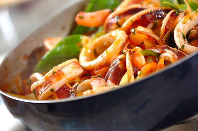 イカと新玉ネギのトマト煮の作り方の手順8