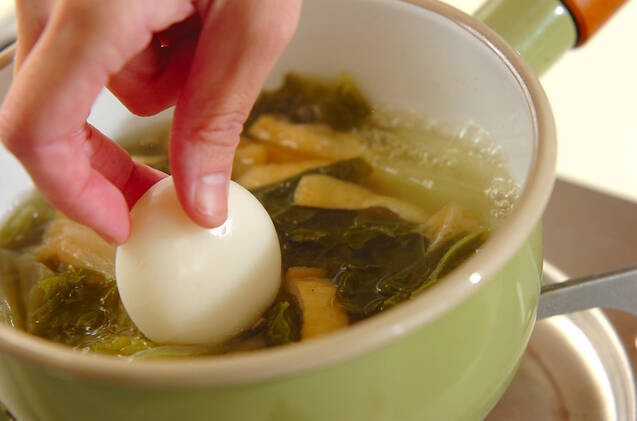 白菜と油揚げのとろとろ雑煮の作り方の手順3