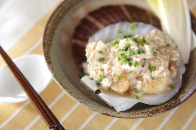 殻付きホタテのふんわりカニあんかけ