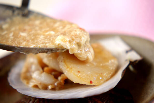 殻付きホタテのふんわりカニあんかけの作り方の手順8