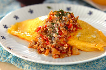 たっぷりキノコオムライス