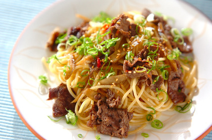 牛ゴボウの和風パスタ