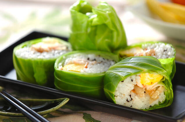 キャベツのご飯ロール