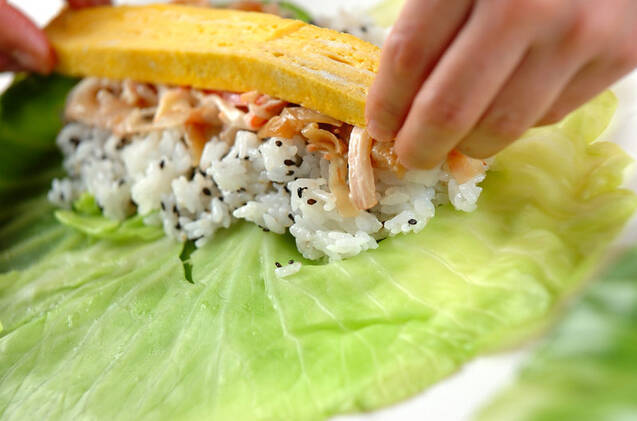 キャベツのご飯ロールの作り方の手順6
