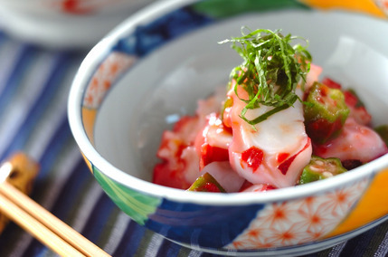 タコとオクラの梅ワサビ和え