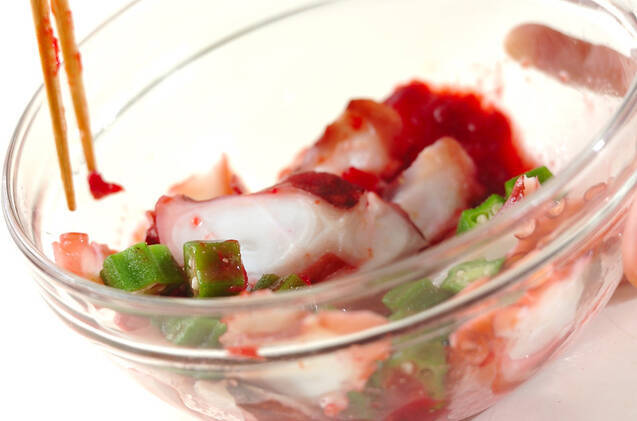 タコとオクラの梅ワサビ和えの作り方の手順6