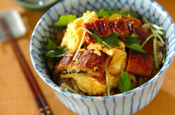ウナギとふわふわ卵の丼