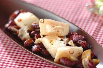 キドニービーンズとホタテのニンニク炒め