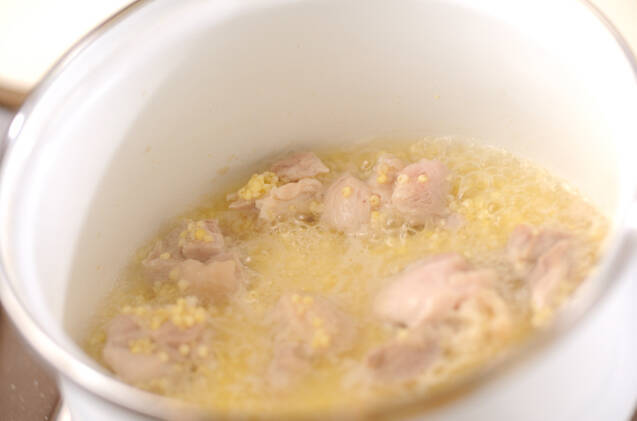 鶏の豆乳きび粥の作り方の手順4