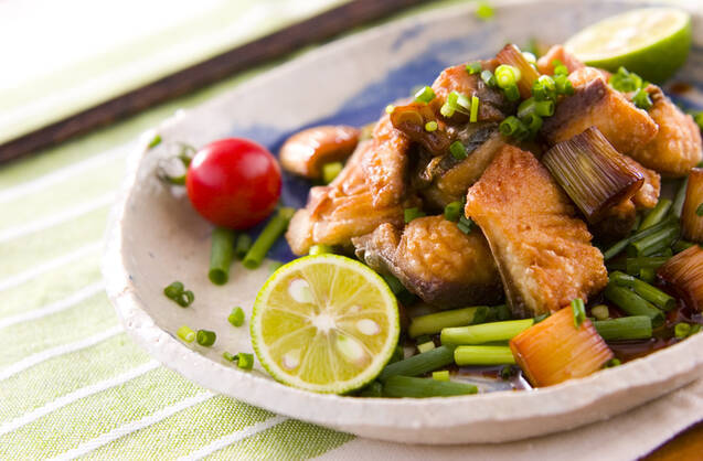 ネギがけ揚げサバ