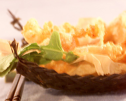 エビと鶏のひらひら揚げ