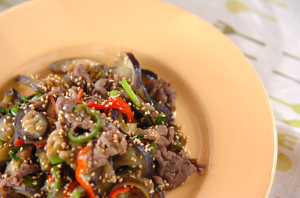 ナスと牛肉のゴマ炒め