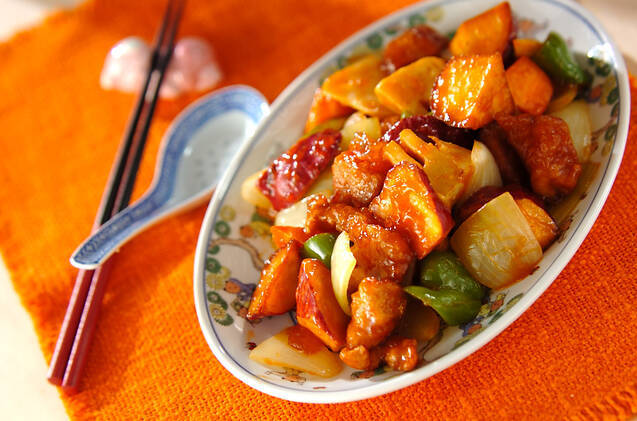 金時芋入り酢豚