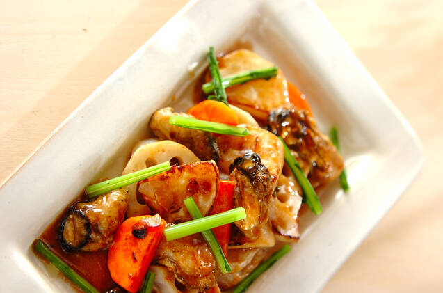 カブとカキの中華炒め