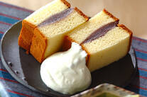 あんカステラの桜クリーム添え