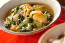 青菜とユリネの卵とじ