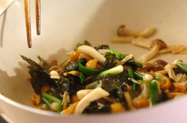 炒めキノコののり和えの作り方の手順8