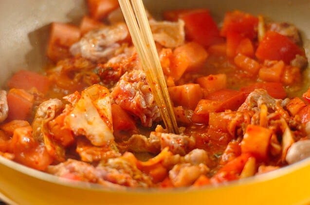 豚キムチパスタの作り方の手順6