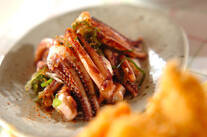 イカゲソのネギ炒め