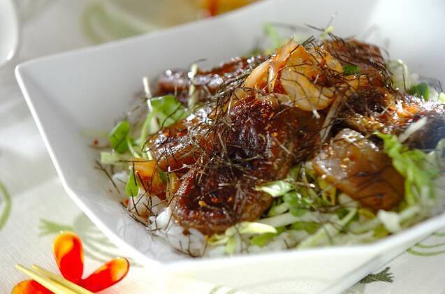 揚げ生麩の照り焼き丼