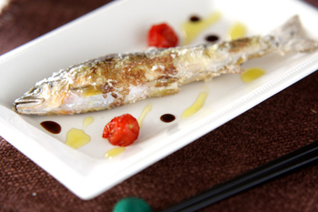 アユのバルサミコ酢がけ